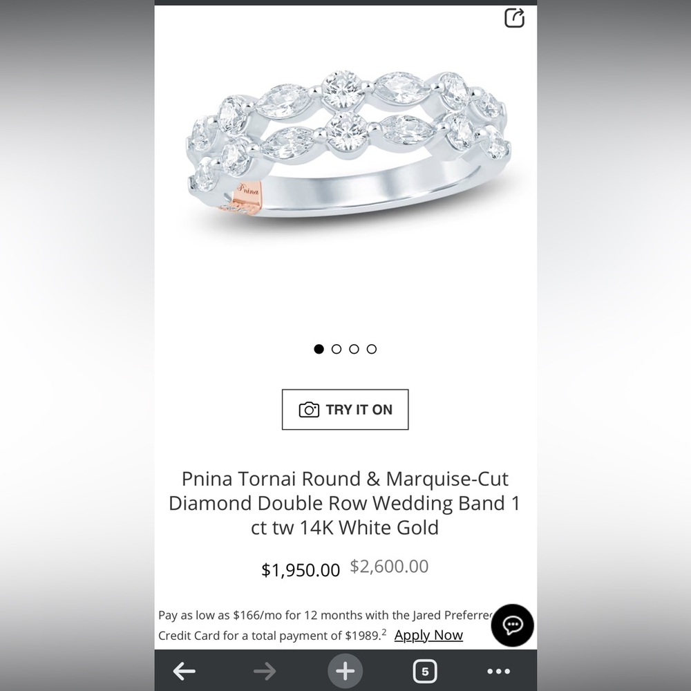 Pnina tornia anniversary band. White gold size 4.5 with sizing beads added
